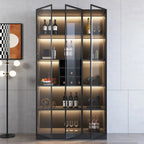 Minimalist Black Wooden Wine Rack Cabinet with Glass Door
