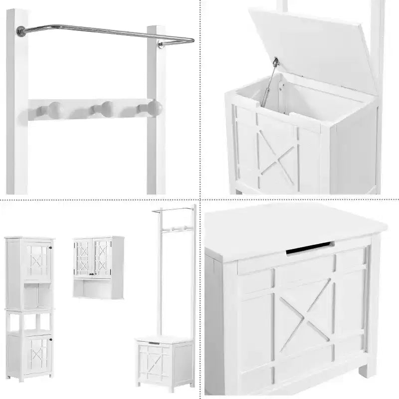Derby Panier à Linge Banc et Porte-Serviettes Blanc - Alaterre Furniture