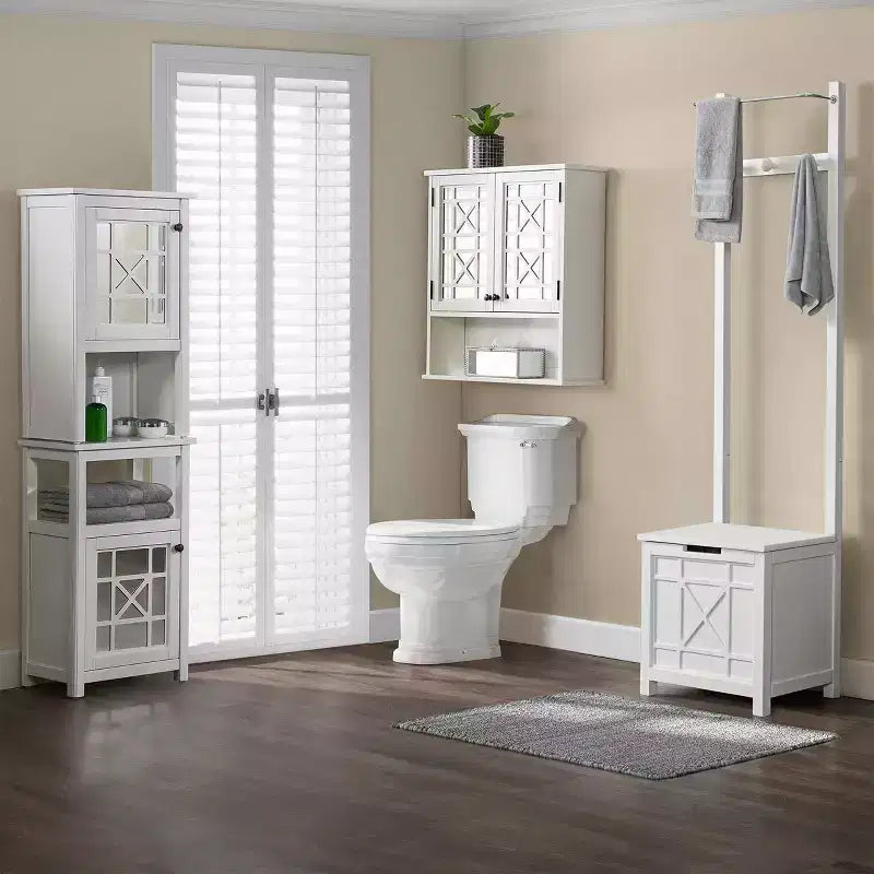 Derby Panier à Linge Banc et Porte-Serviettes Blanc - Alaterre Furniture