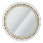 23" x 23" Rustic Wood Framed Round Wall Mirror with Inlaid Rope White/Brown - Head West: Includes Mounting Hardware, No Assembly Required