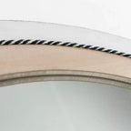 Miroir mural rond encadré de bois rustique 23 po x 23 po avec corde incrustée Blanc/Brun - Head West : Fixations incluses, aucun assemblage requis