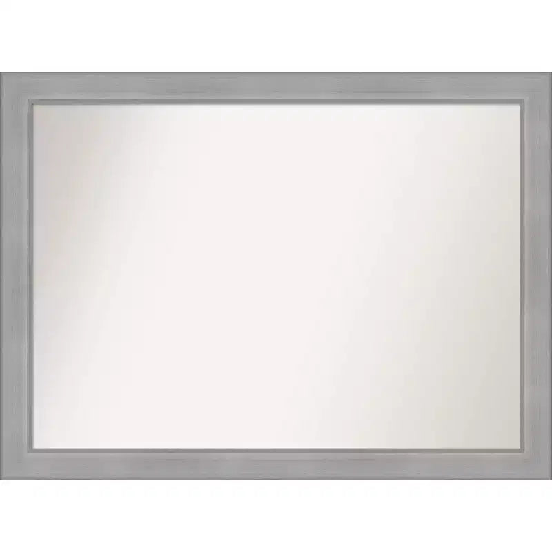 42" x 31" Non-Beveled Vista Brushed Nickel Bathroom Wall Mirror - Amanti Art: Rectangle, Polystyrene Frame, Wall Mounted