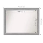 Miroir mural de salle de bain brossé au nickel non biseauté Vista 42" x 31" - Amanti Art : Rectangulaire, cadre en polystyrène, montage mural