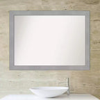 Miroir mural de salle de bain brossé au nickel non biseauté Vista 42" x 31" - Amanti Art : Rectangulaire, cadre en polystyrène, montage mural
