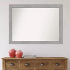 Miroir mural de salle de bain brossé au nickel non biseauté Vista 42" x 31" - Amanti Art : Rectangulaire, cadre en polystyrène, montage mural