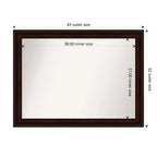Miroir mural non biseauté 43" x 32" brun grain de café - Amanti Art : Moderne rectangulaire, fixation murale