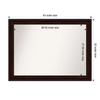 Miroir mural non biseauté 43" x 32" brun grain de café - Amanti Art : Moderne rectangulaire, fixation murale