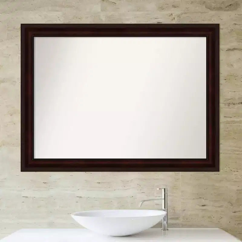 Miroir mural non biseauté 43" x 32" brun grain de café - Amanti Art : Moderne rectangulaire, fixation murale