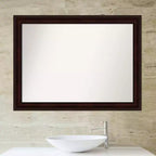 Miroir mural non biseauté 43" x 32" brun grain de café - Amanti Art : Moderne rectangulaire, fixation murale