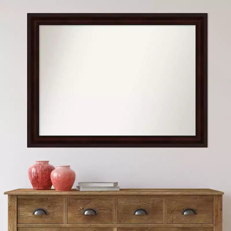 Miroir mural non biseauté 43" x 32" brun grain de café - Amanti Art : Moderne rectangulaire, fixation murale