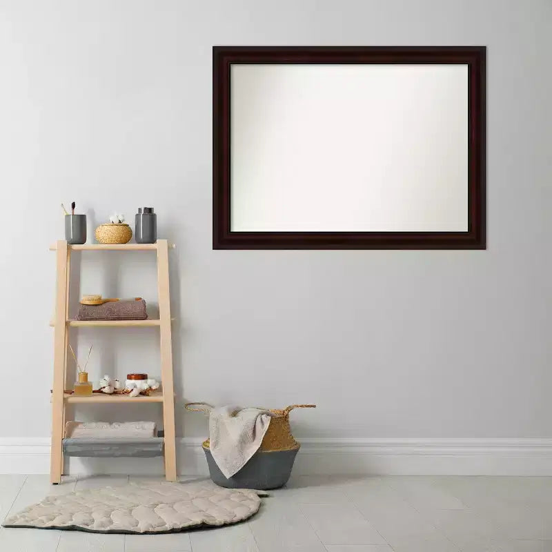Miroir mural non biseauté 43" x 32" brun grain de café - Amanti Art : Moderne rectangulaire, fixation murale