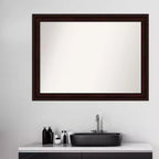 Miroir mural non biseauté 43" x 32" brun grain de café - Amanti Art : Moderne rectangulaire, fixation murale