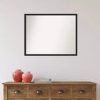 Miroir mural en bois noir Lucie 29 po x 23 po sans biseau - Amanti Art