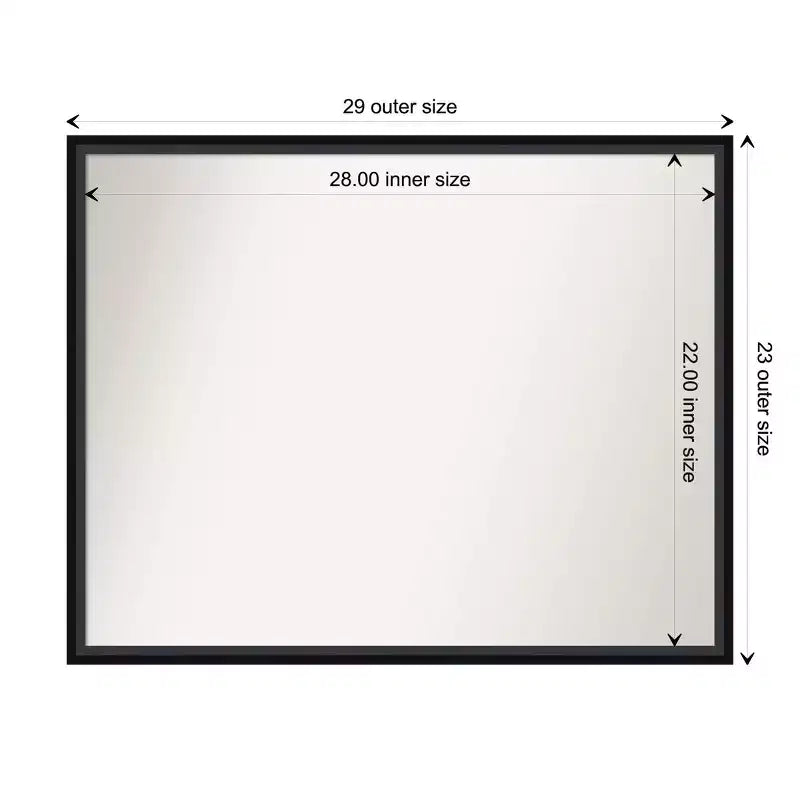 Miroir mural en bois noir Lucie 29 po x 23 po sans biseau - Amanti Art