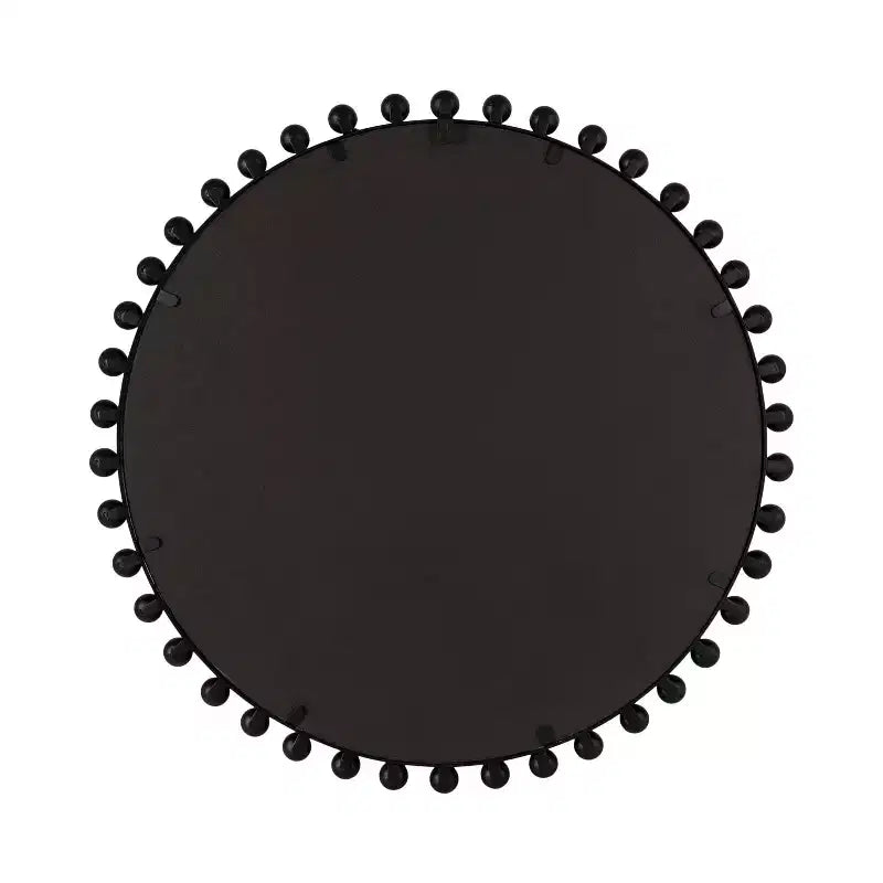 Kate & Laurel All Things Decor 28"x28" Beade Round Wall Mirror Black