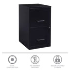 Space Solutions 18" Deep 2 Drawer Letter Width Vertical File Cabinet Black: Steel Office Filing, No Assembly Required