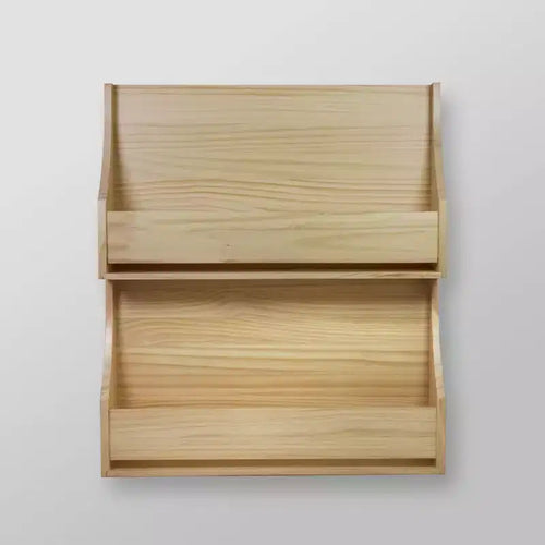 2 Tier Wood Kids' Book Shelf Natural - Pillowfort™: Wall Bookshelf Organizer, Off-White, No Assembly Required
