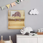 Étagère à livres pour enfants à 2 niveaux en bois naturel – Pillowfort™ : Organisateur mural de bibliothèque, blanc cassé, aucun assemblage requis