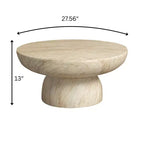 Round Fiberstone Pedestal Coffee Table, Indoor & Outdoor Sculpted Accent Table with Anti-Slip Foot Pads