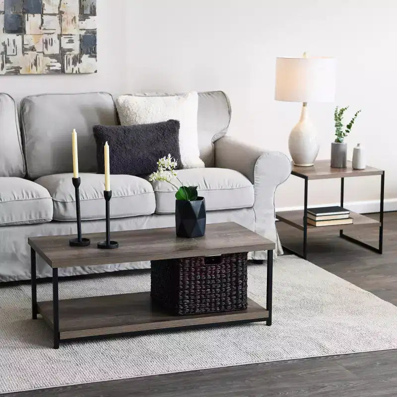 Jamestown Rectangular Coffee Table with Storage Shelf