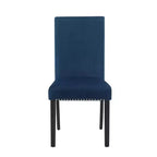 Roundhill Furniture Cobre, chaise de salle à manger contemporaine en velours avec clous décoratifs, bleue, ensemble de 2