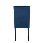 Roundhill Furniture Cobre, chaise de salle à manger contemporaine en velours avec clous décoratifs, bleue, ensemble de 2