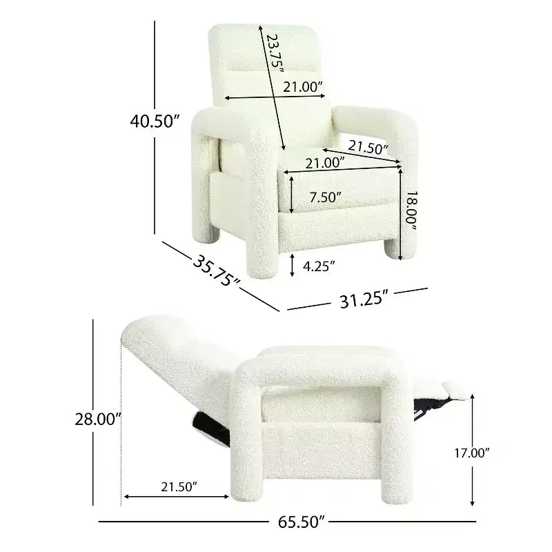 Fauteuil inclinable 31W avec dossier réglable, fauteuil inclinable d'appoint rembourré – Christopher Knight Home