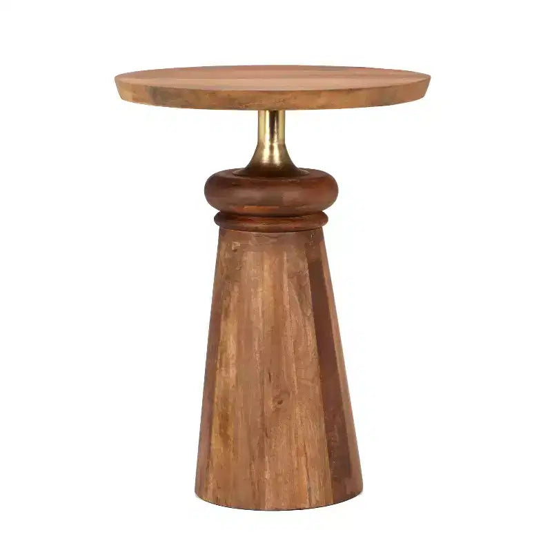 Table d'appoint ronde Christopher Knight Home Ember en bois de manguier, doré/naturel