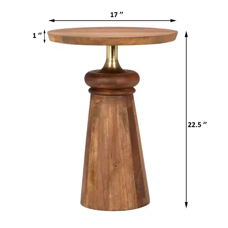 Table d'appoint ronde Christopher Knight Home Ember en bois de manguier, doré/naturel