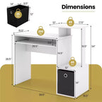 Costway Bureau d'ordinateur de maison et de bureau, compact, avec tiroir de clavier, Blanc/Noir