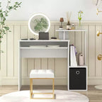 Costway Bureau d'ordinateur de maison et de bureau, compact, avec tiroir de clavier, Blanc/Noir