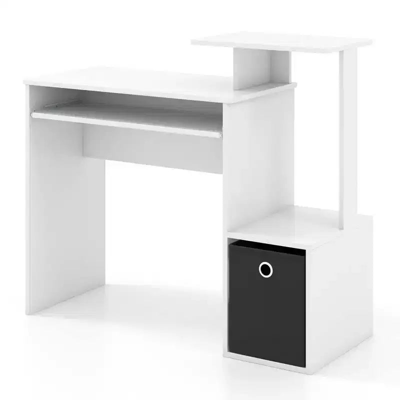 Costway Bureau d'ordinateur de maison et de bureau, compact, avec tiroir de clavier, Blanc/Noir