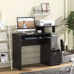 Costway Bureau d'ordinateur de maison et de bureau, compact, avec tiroir de clavier, Blanc/Noir