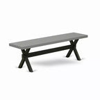 HomeStock X-Style Modern Dining Room Bench with Wood Seat, 60x15x18 Inch, Black/Gray
