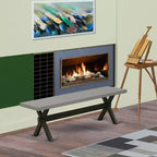 Banc de salle à manger moderne HomeStock X-Style avec siège en bois, 60x15x18 pouces, noir/gris