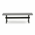 Banc de salle à manger moderne HomeStock X-Style avec siège en bois, 60x15x18 pouces, noir/gris