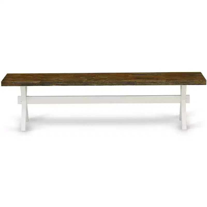 Banc de salle à manger moderne HomeStock X-Style avec siège en bois, 60x15x18 pouces, noir/gris