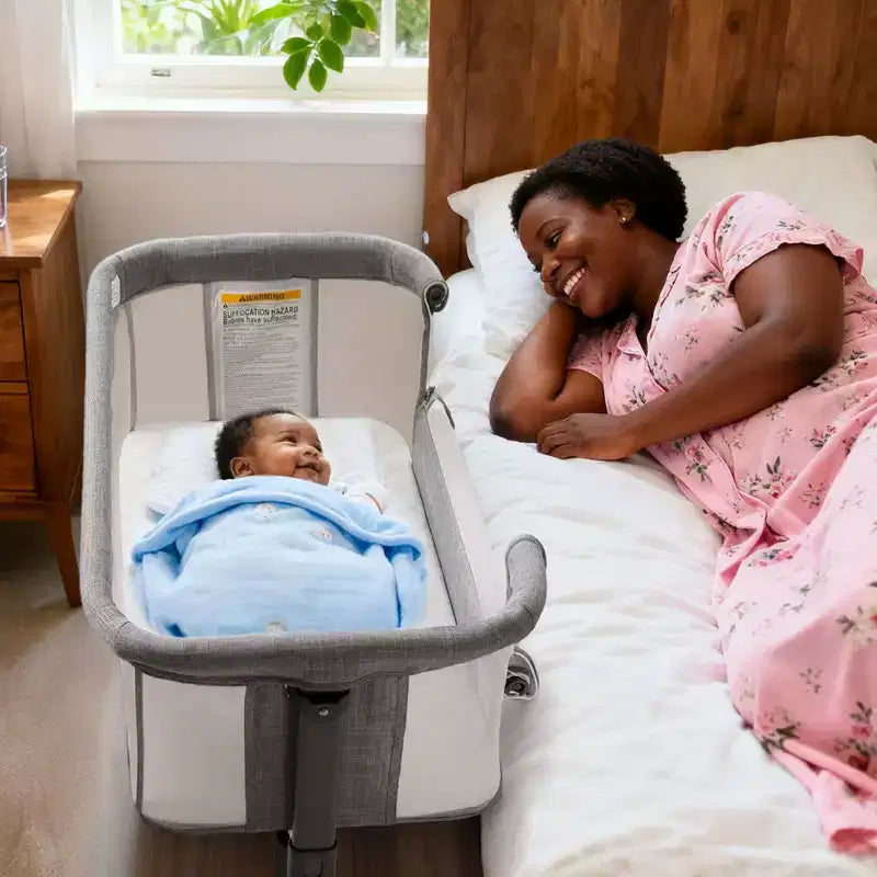 Kinder King Portable Baby Bassinet with Wheels, All-Mesh Bedside Sleeper, Newborn Crib with Removable Soft Mattress