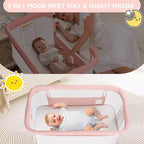 Kinder King Portable Baby Bassinet with Wheels, All-Mesh Bedside Sleeper, Newborn Crib with Removable Soft Mattress