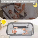 Kinder King Portable Baby Bassinet with Wheels, All-Mesh Bedside Sleeper, Newborn Crib with Removable Soft Mattress