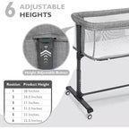 Kinder King Portable Baby Bassinet with Wheels, All-Mesh Bedside Sleeper, Newborn Crib with Removable Soft Mattress