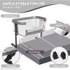 Kinder King Portable Baby Bassinet with Wheels, All-Mesh Bedside Sleeper, Newborn Crib with Removable Soft Mattress