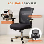 Chaise de bureau grande taille et robuste avec soutien lombaire, fauteuil d'ordinateur ergonomique en maille, capacité 227 kg, avec accoudoirs et assise large et confortable