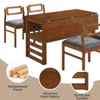 ModernLuxe Ensemble Table à Manger Extensible 5 Pièces pour 4 Personnes, Ensemble de Salle à Manger avec Abattants, Étagère de Rangement et 4 Chaises Rembourrées