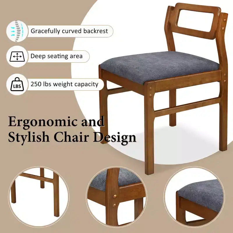 ModernLuxe Ensemble Table à Manger Extensible 5 Pièces pour 4 Personnes, Ensemble de Salle à Manger avec Abattants, Étagère de Rangement et 4 Chaises Rembourrées