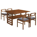 ModernLuxe Ensemble Table à Manger Extensible 5 Pièces pour 4 Personnes, Ensemble de Salle à Manger avec Abattants, Étagère de Rangement et 4 Chaises Rembourrées