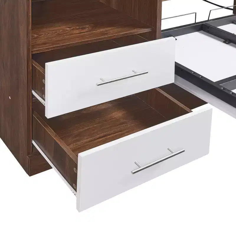 Lit escamotable pleine grandeur Whisen, se repliant dans une armoire avec étagères