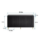 Bahut polyvalent en bois laqué noir à 4 portes - Buffet de service pour salon, entrée, couloir, bureau, cuisine et salle à manger