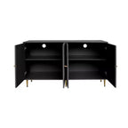 Bahut polyvalent en bois laqué noir à 4 portes - Buffet de service pour salon, entrée, couloir, bureau, cuisine et salle à manger