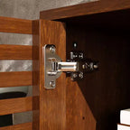 Famapy Rustic Brown Slatted - Door TV Stand Entertainment Center Media Console with Ample Storage